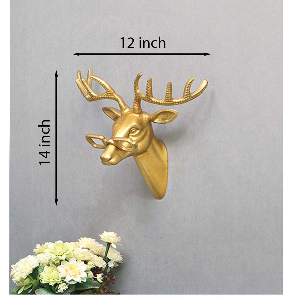 Wall Head, (HDM111031) Cocovey Homes, Gold Aluminium Deer Wall Head, Wall Head - EL2274