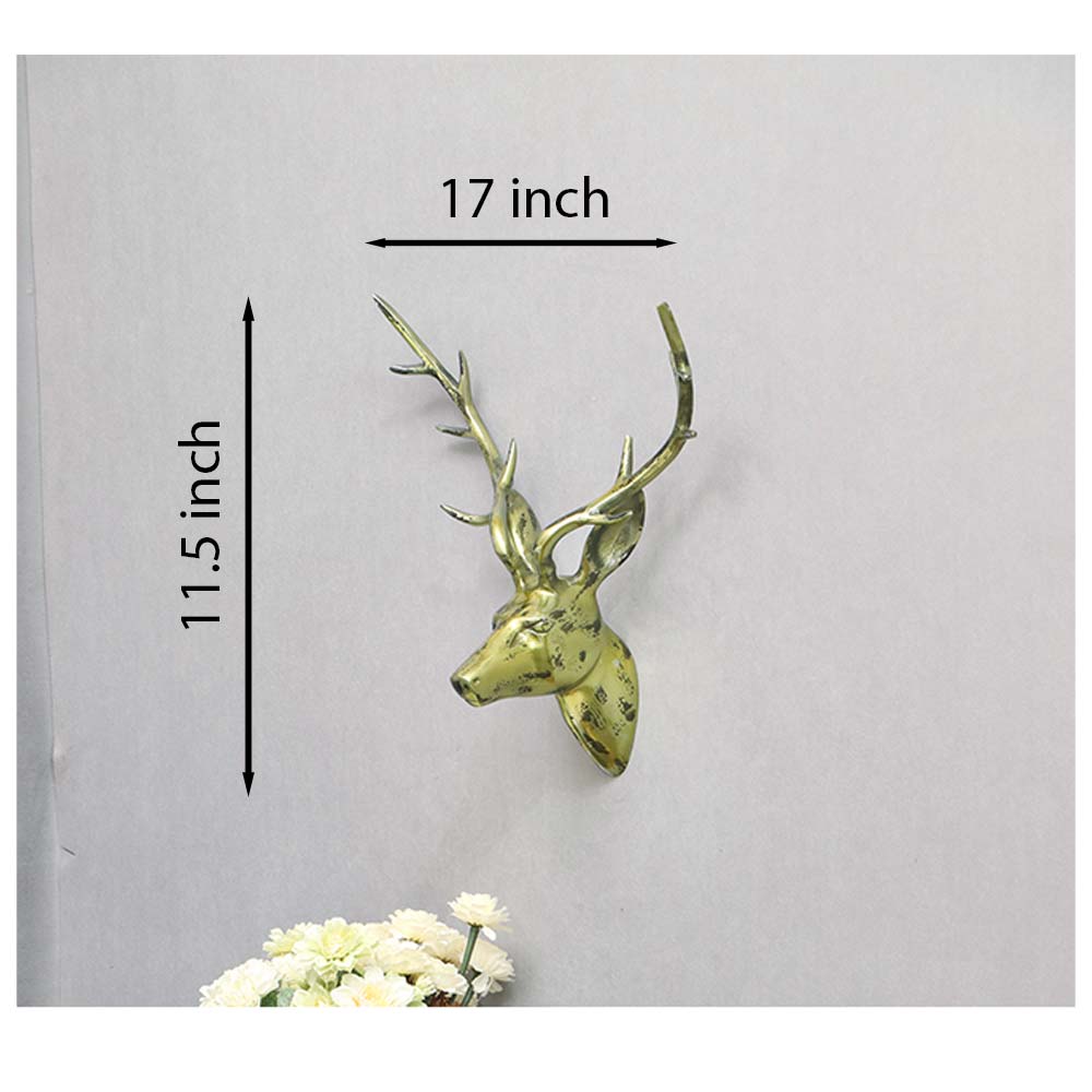 Wall Head, (HDM111032) Cocovey Homes, Beautiful Gold Deer Wall Head, Wall Head - EL2275