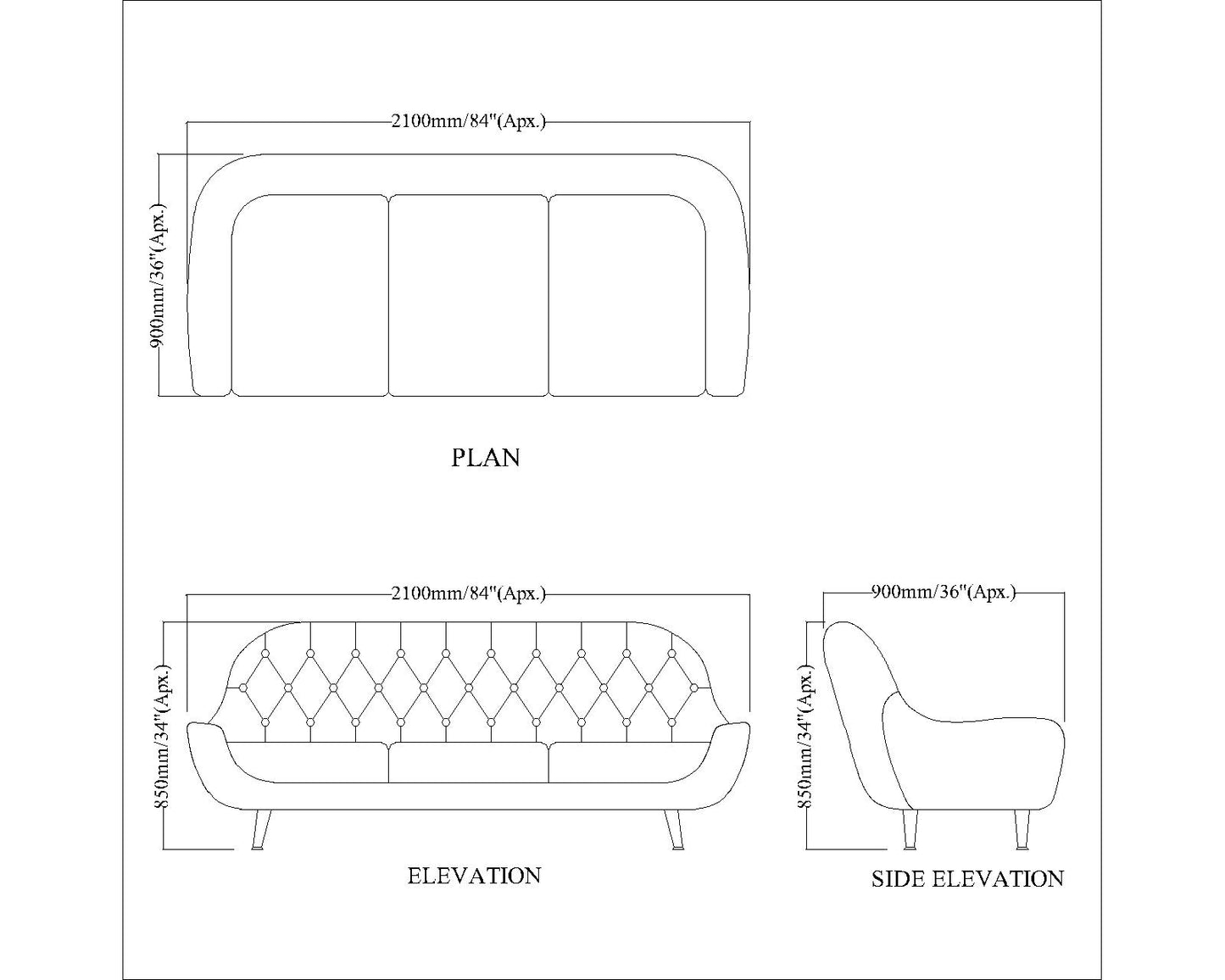 3 Seater Sofa, Maroon Color Sofa, Unique Design Sofa, Comfortable Modern Sofa, 3 Seater Sofa - EL4094