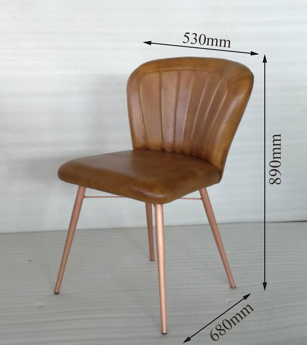 Chair, Brown & Golden Chair, Chair with Metal Legs, Chair- EL - 6051