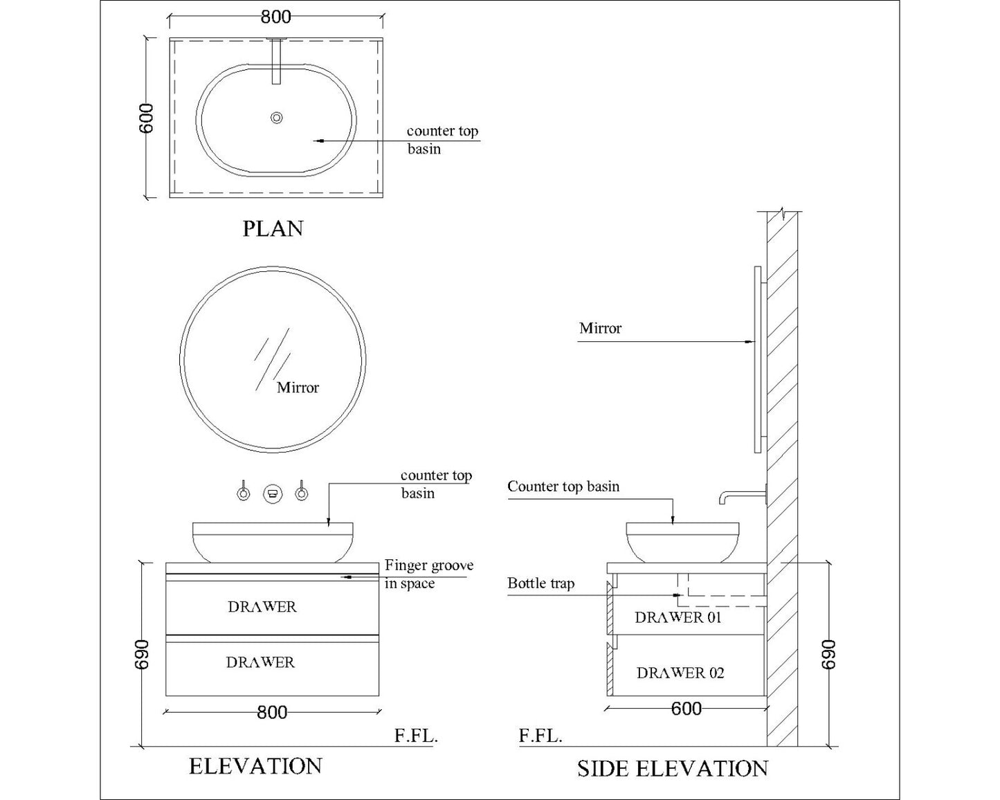 Vanity/Water Resistant Vanity in PVC laminate finish,Bathroom Vanity in water resistant finish,bathroom wall hanging unit with PVC finish-EL239