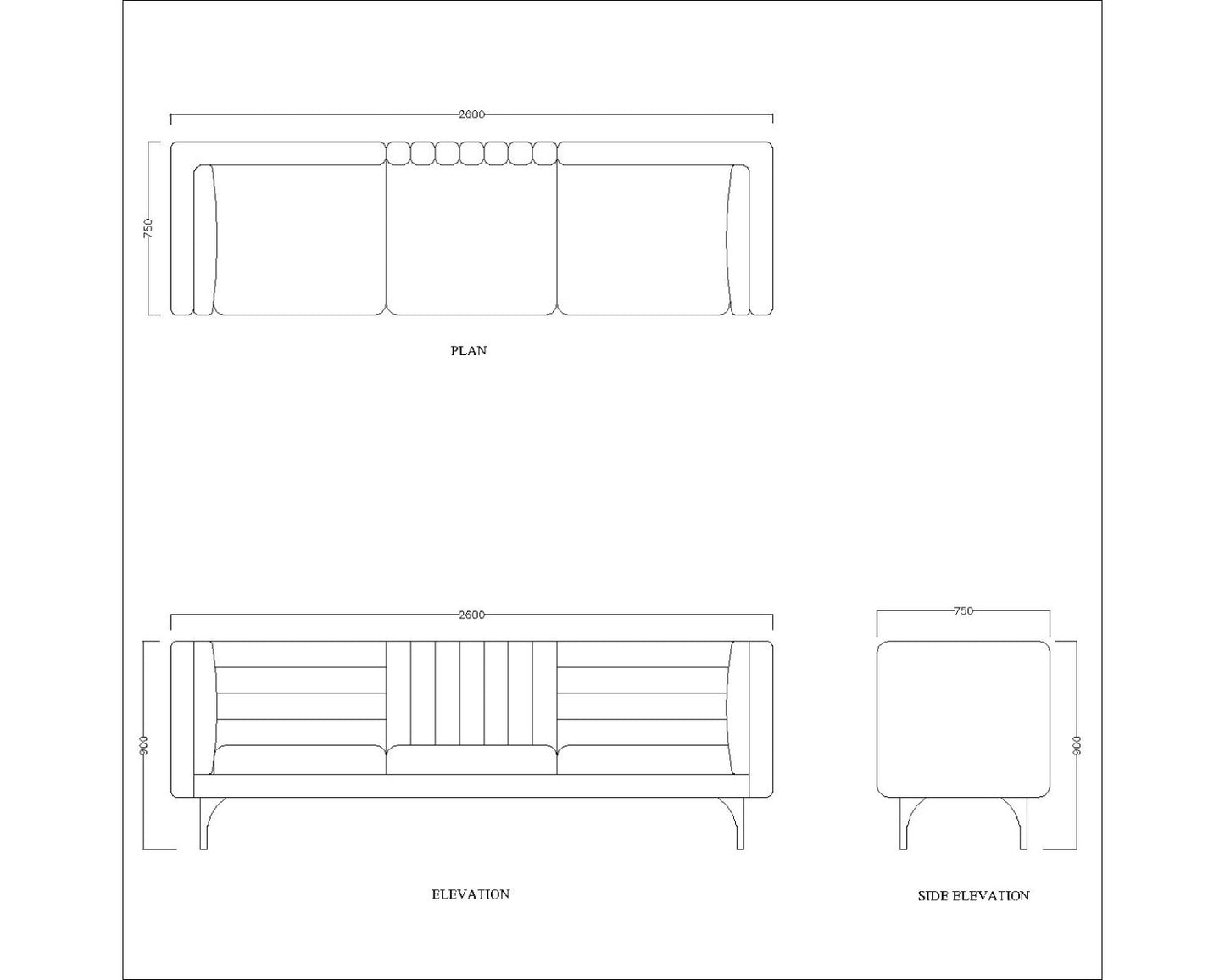3 seater sofa, sofa for living/waiting/office area modern look sofa in blue with golden legs,Sofa - EL3009