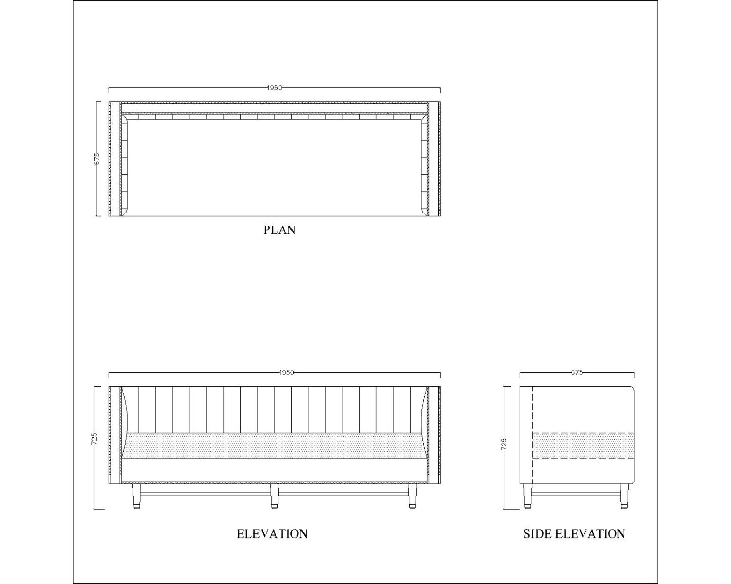 3 Seater Rectangular sofa with suede upholstery back & hand rest ,Sofa in off white suede with wooden legs , Sofa-EL-3011