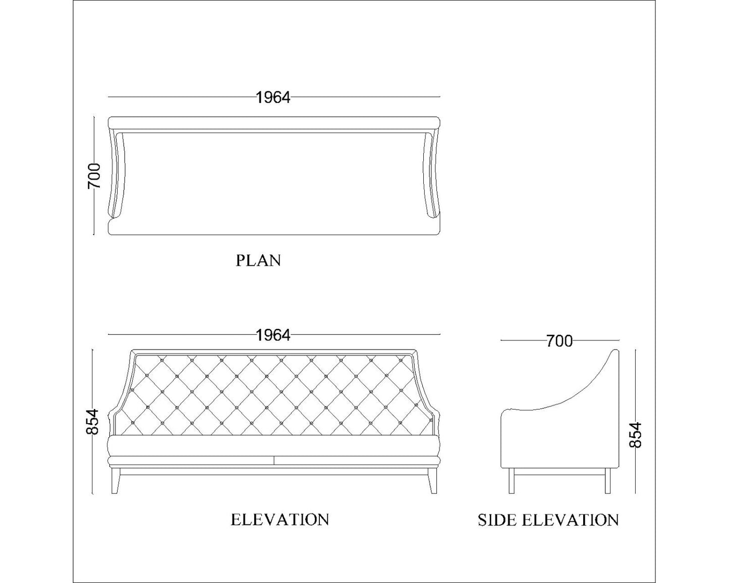 3 Seater Rectangular sofa with suede upholstery quilted back,Sofa in Peach suede with wooden legs , Sofa-EL-3013