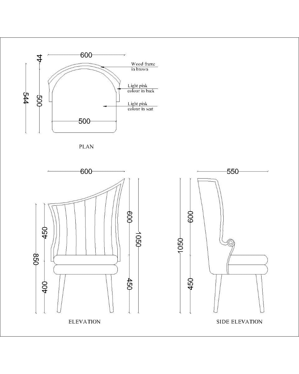 Chair,High Back Chair, Pink & Brown Color Chair,Chair for Living Area & Bedroom, Chair- EL - 581