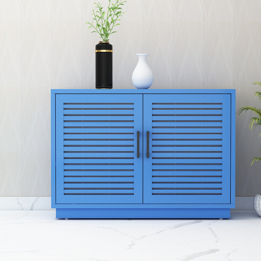 Blue Wooden Shoe Cabinet with Dual Shutter Doors – IM-10067 – Furnisco