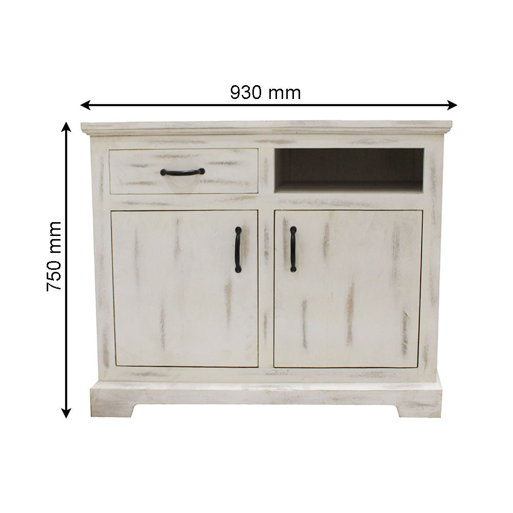 Cabinet, Solid Wood Cabinet, White Cabinet, Cabinet with Shutter & Drawer, Cabinet with Open Space, Cabinet - IM10090