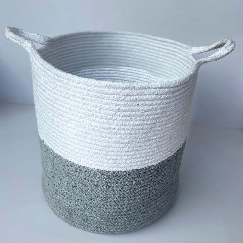 Storage Basket , (i111_14_1), Storage Basket With White & Grey Color, Storage Basket - IM11024