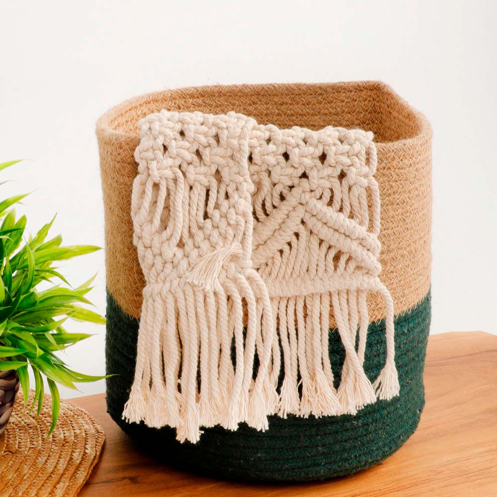 Storage Basket , (i106_10_1), Storage Basket With Beige & Green Color, Storage Basket - IM11031