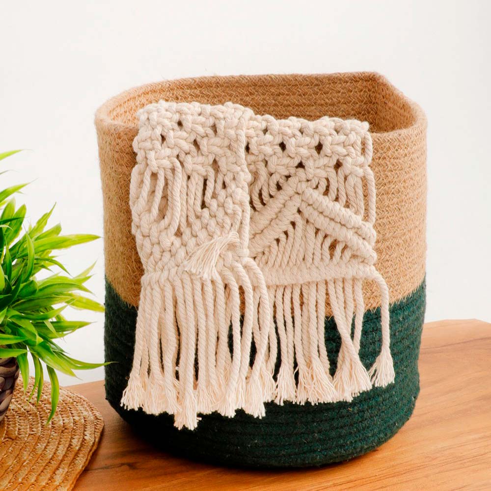 Storage Basket , (i106_12_1), Storage Basket With Beige & Green Color, Storage Basket - IM11032