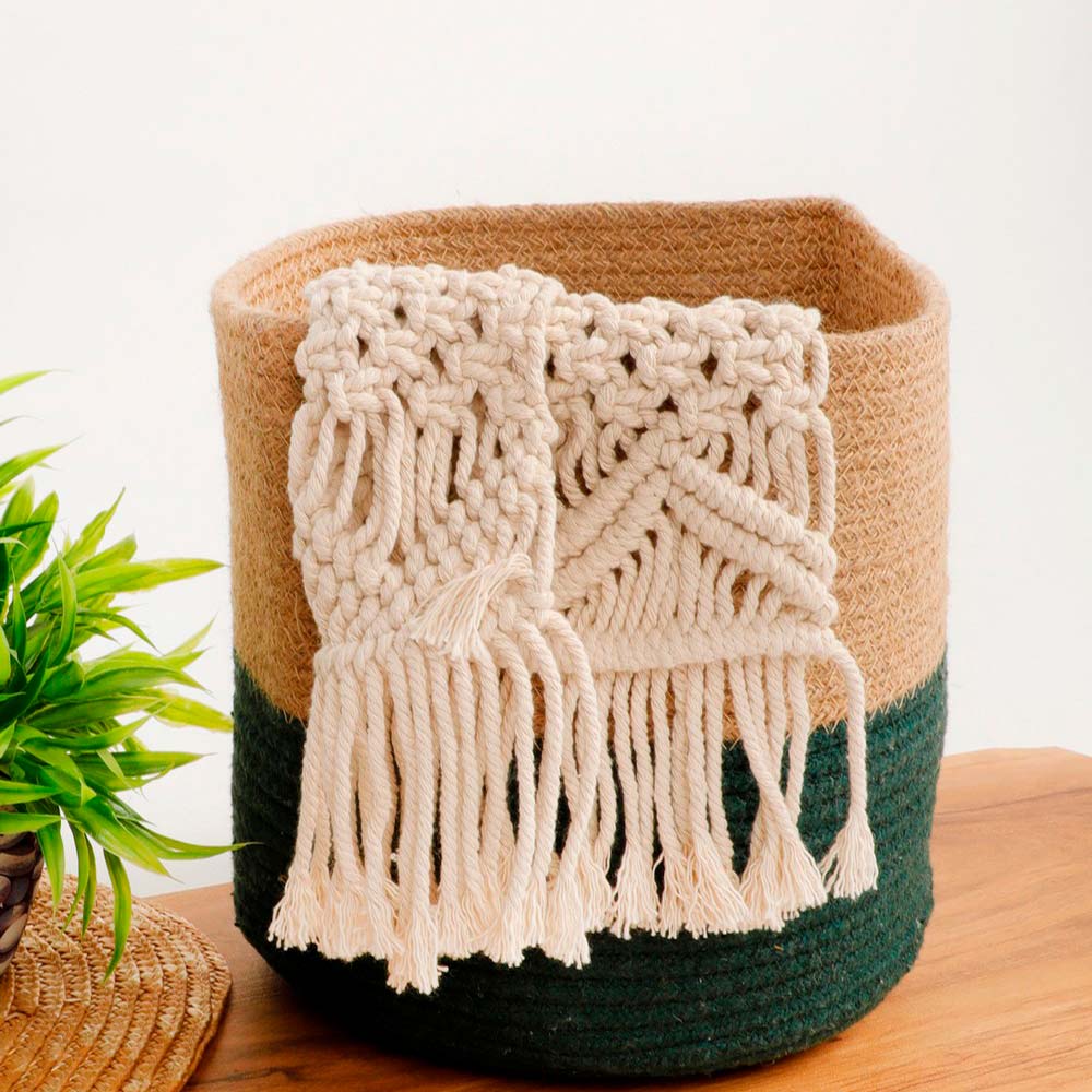 Storage Basket , (i106_8_1), Storage Basket With Beige & Green Color, Storage Basket - IM11033