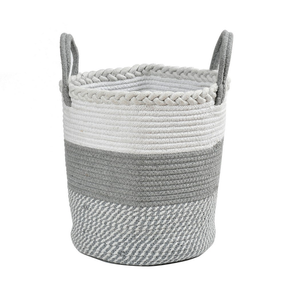 Storage Basket , (i58_12_1), Storage Basket With Grey & White Color, Storage Basket - IM11065