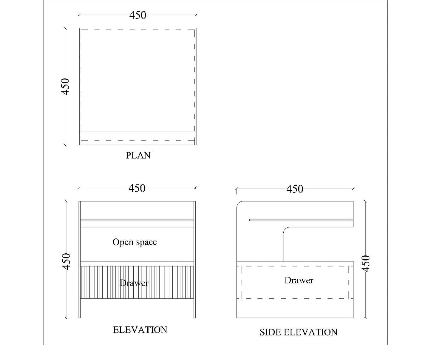 Bedside Table, Bedside Table with Black & White Color, BedsideTable with Drawer & Glass Shelf, Bedside Table - IM12161