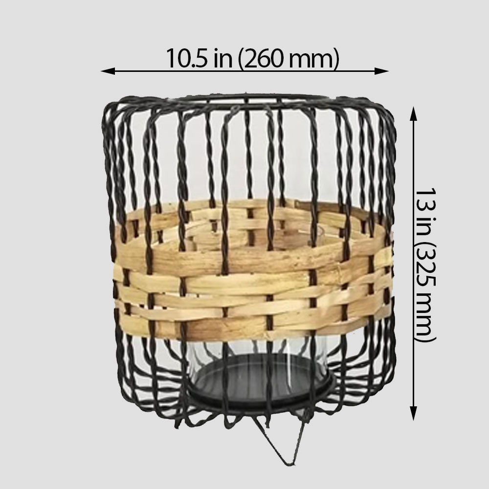 Table Lamp, Table Lamp with Black Color, Table Lamp in Metal & Cane, Table Lamp for Home, Table Lamp - IM14017