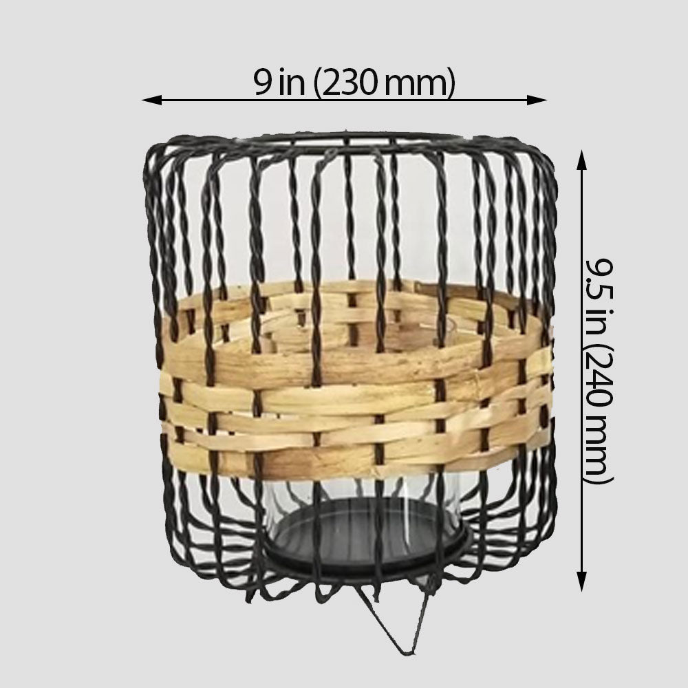 Table Lamp, Table Lamp with Black Color, Table Lamp in Metal & Cane, Table Lamp for Home, Table Lamp - IM14018