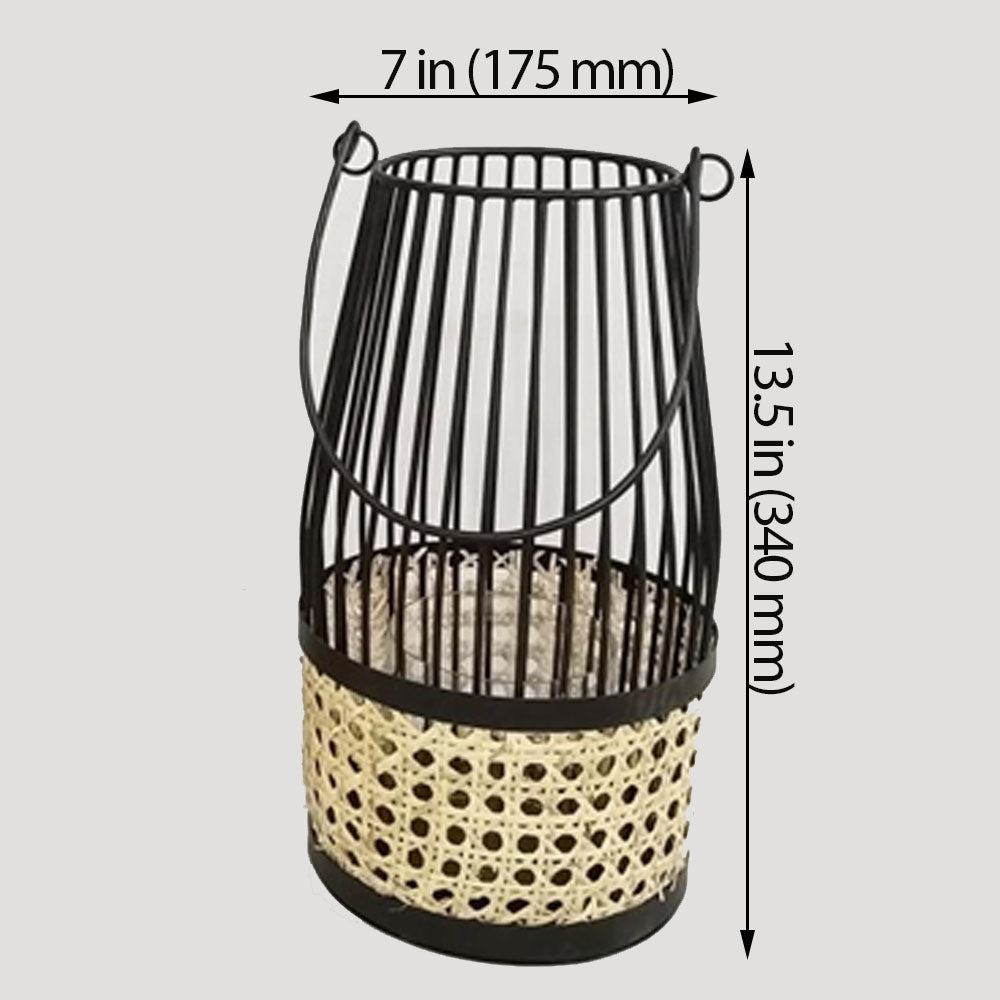 Table Lamp, Table Lamp with Black Color, Table Lamp in Metal & Cane, Table Lamp for Home, Table Lamp - IM14023