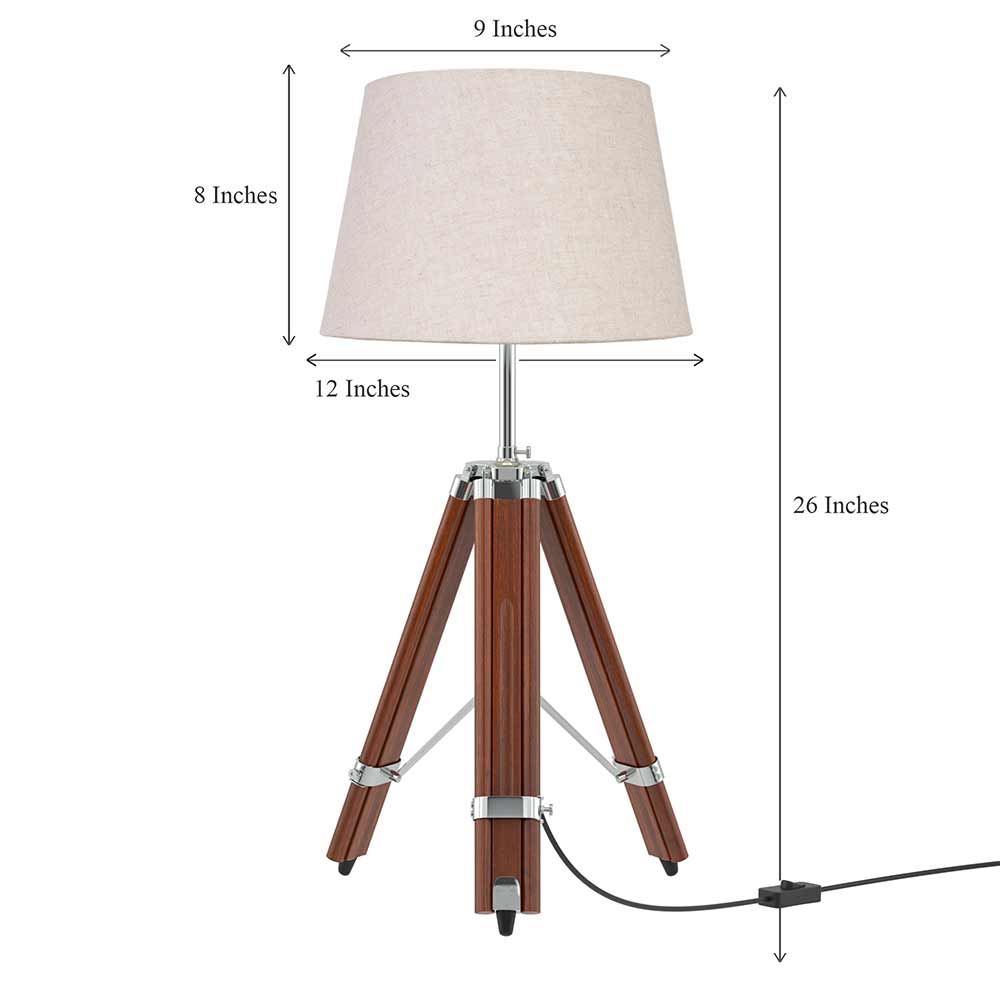 Table Lamp, (DTT WTR530BRNE) Divine Trend, Table Lamp With Brown & Beige Color, Table Lamp In Wood, Table Lamp For Living & Bedroom Area, Table Lamp - IM14145