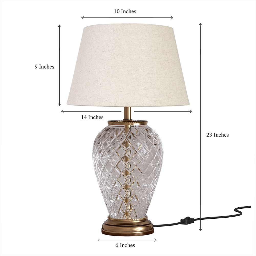 Table Lamp, (DTT CG504BAE) Divine Trend Table Lamp With Gold & Beige Color, Table Lamp In Brass & Glass, Table Lamp For Living & Bedroom Area, Table Lamp - IM14155