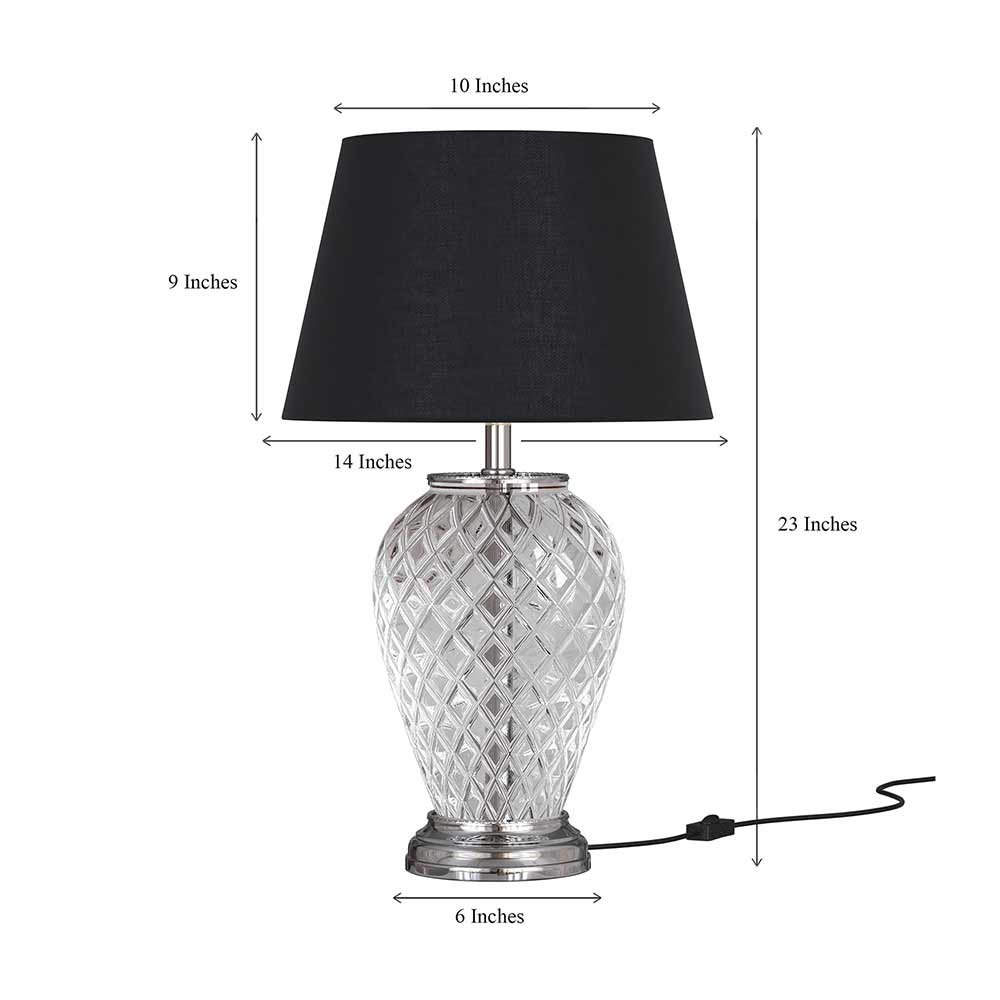 Table Lamp, (DTT CG504NE) Divine Trend, Table Lamp With Silver & Black Color, Table Lamp In Glass, Table Lamp For Living & Bedroom Area, Table Lamp - IM14156