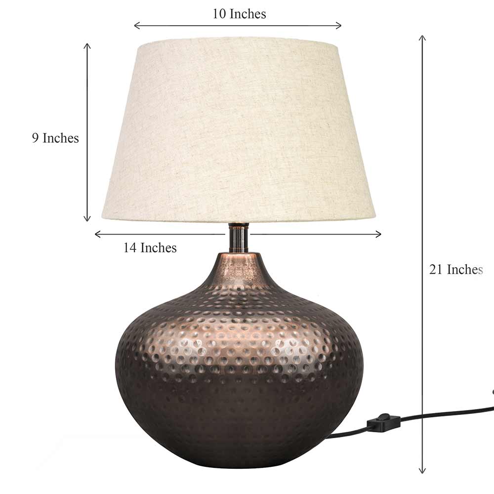 Table Lamp, (DTT MMH515CAE) Divine Trend, Table Lamp With Off-White & Bronze Color, Table Lamp In Metal, Table Lamp For Living & Bedroom Area, Table Lamp - IM14157