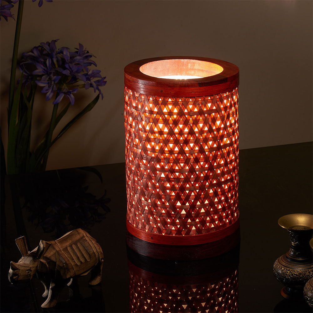 Table Lamp(KDTL2), Red Color, Decorative Starnet Bamboo Table Lamp, Table Lamp - IM14173