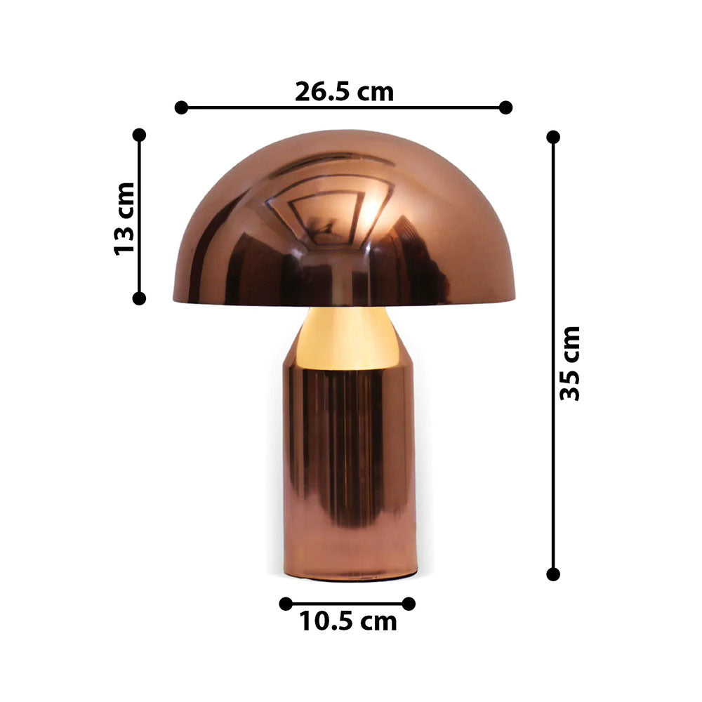 Table Lamp, Brisa Mushroom (Home Blitz), Nightstand Lamp, Copper Finish Table Light, Table Lamp - IM14207