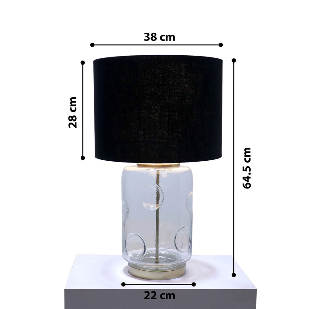 Table Lamp, Glanz Glass Table Lamp (Home Blitz), Nightstand Lamp, Black Color Table Light, Table Lamp - IM14217