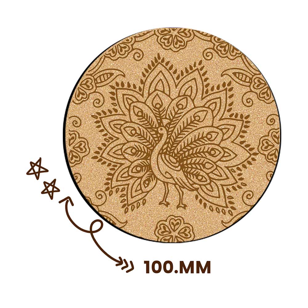 DIY Traditional and Floral Art MDF Wooden Coasters with Brush and Colors, Mandala Coasters, DIY Coastesr, Beige Color Coasters, Set OF 4 Coasters, Coasters & Plates - IM15170