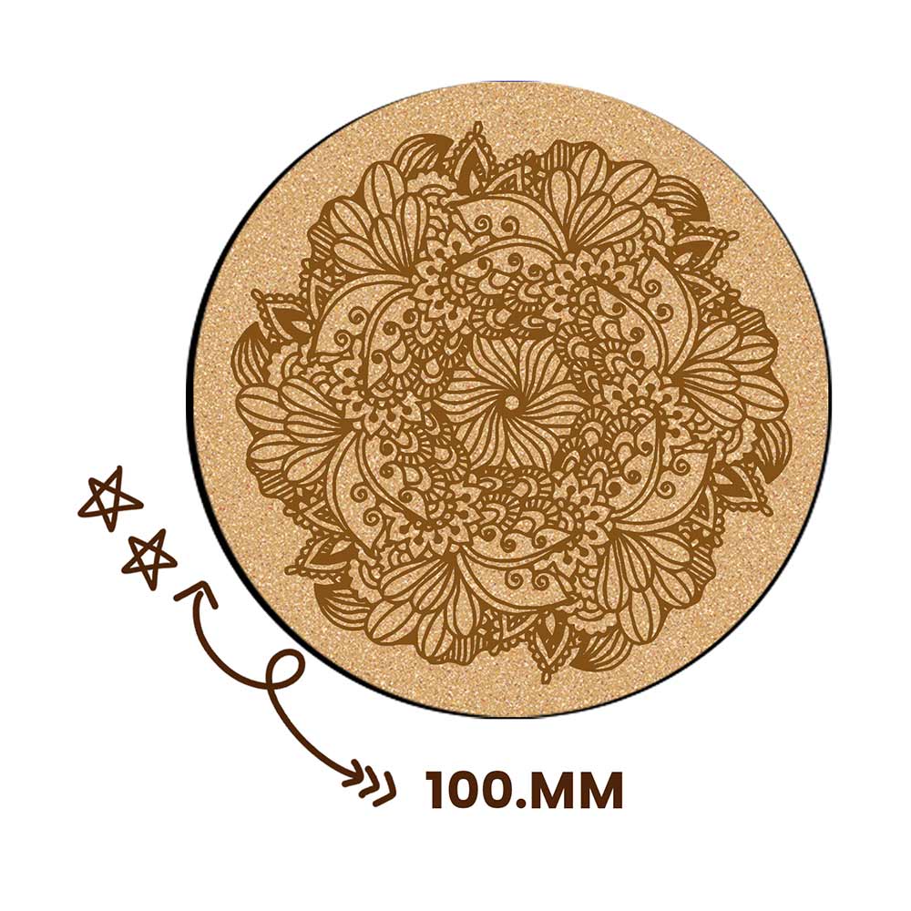 DIY Traditional and Floral Art MDF Wooden Coasters with Brush and Colors, Mandala Coasters, DIY Coastesr, Beige Color Coasters, Set OF 4 Coasters, Coasters & Plates - IM15174