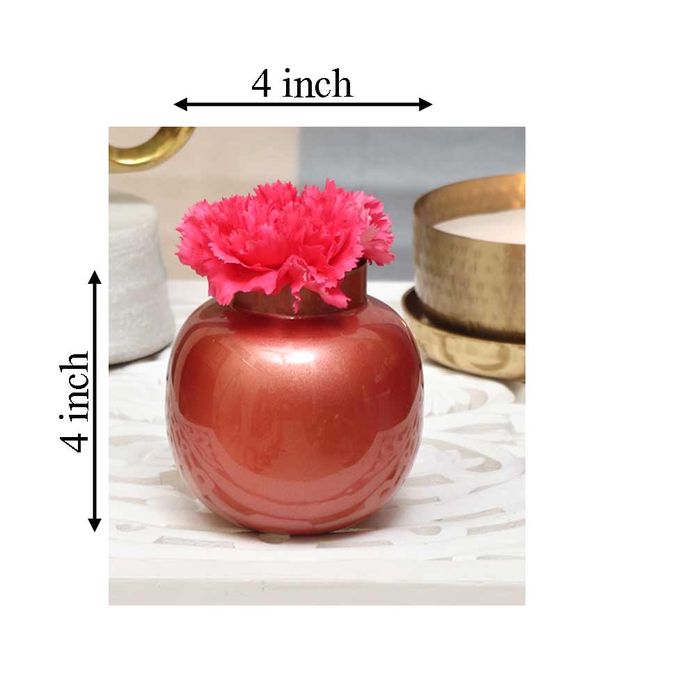 Vase, HFP111043(Cocovey Homes), Shiny peach metal flower vase, Vase - IM15885