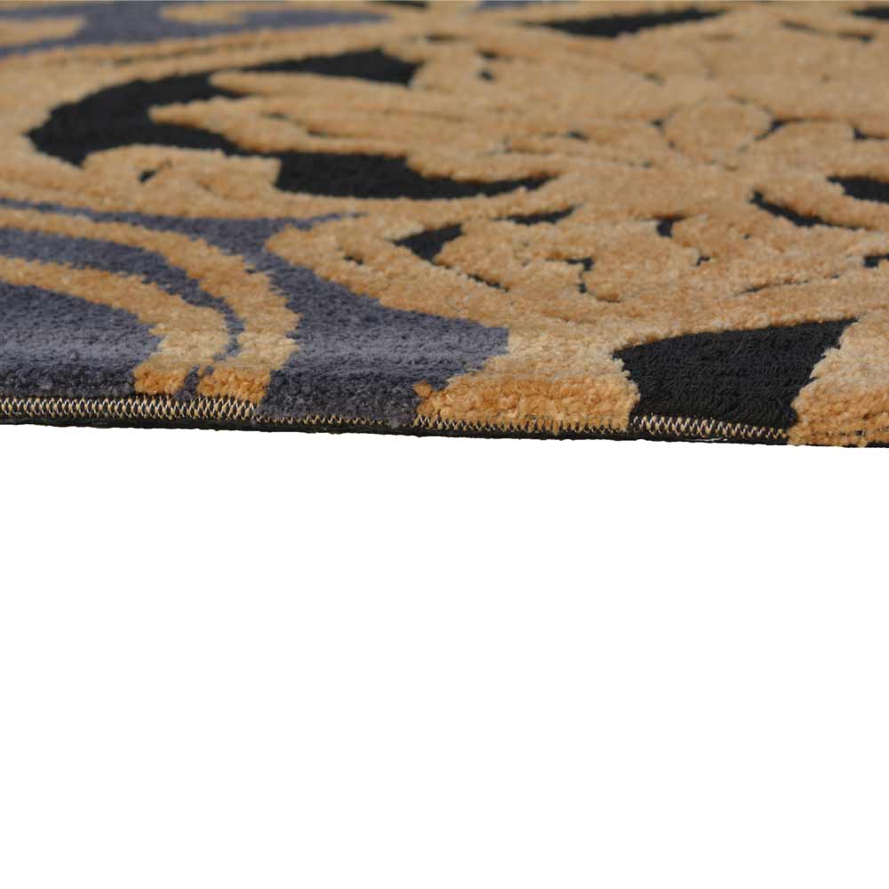 Rugs, (Presto) ICKC72C6X9, Grey & Gold colour Abstract Polyester Carpet-EL IM15899-72X108 inches