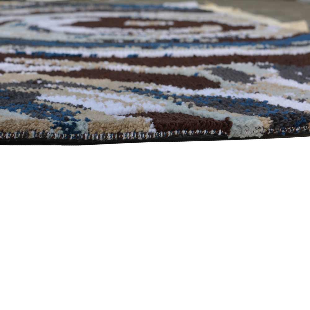 Rugs, (Presto) ICKC75C3X5, Brown, Blue & White colour Geometrical Polyester Carpet-IM15901-36X60 inches