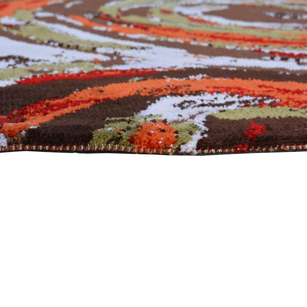 Rugs, (Presto) ICKC88C4X6, Green, Orange & Brown Geometrical Polyester Carpet-IM15902-48X72 inches