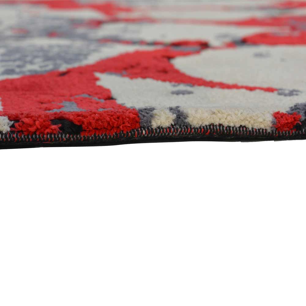 Rugs, (Presto) ICKC91C4X6, Red & Ivory Abstract Polyester Carpet-IM15903-48X72 inches
