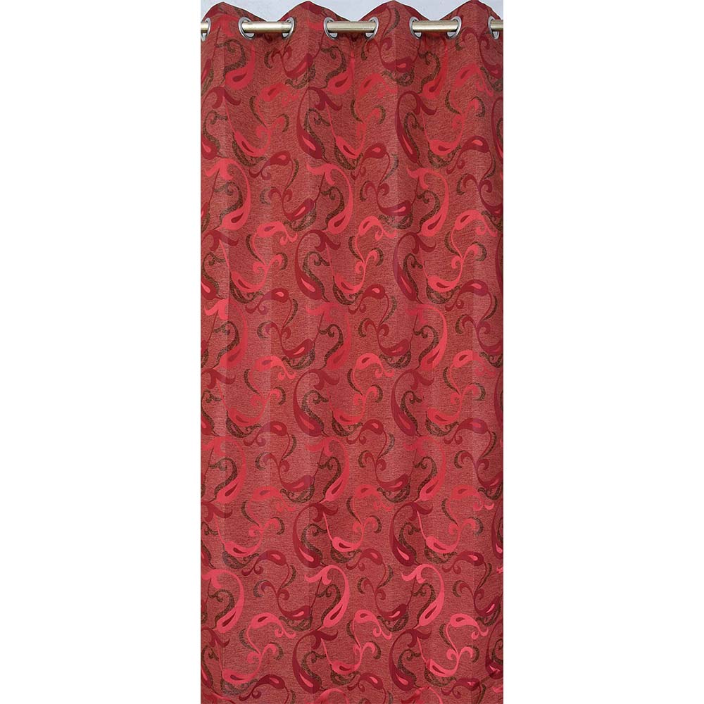 Curtain, (Presto) ICGGL121_D2, Red colour Floral Door curtain Set of 2, Curtain-15987-44X84 inches