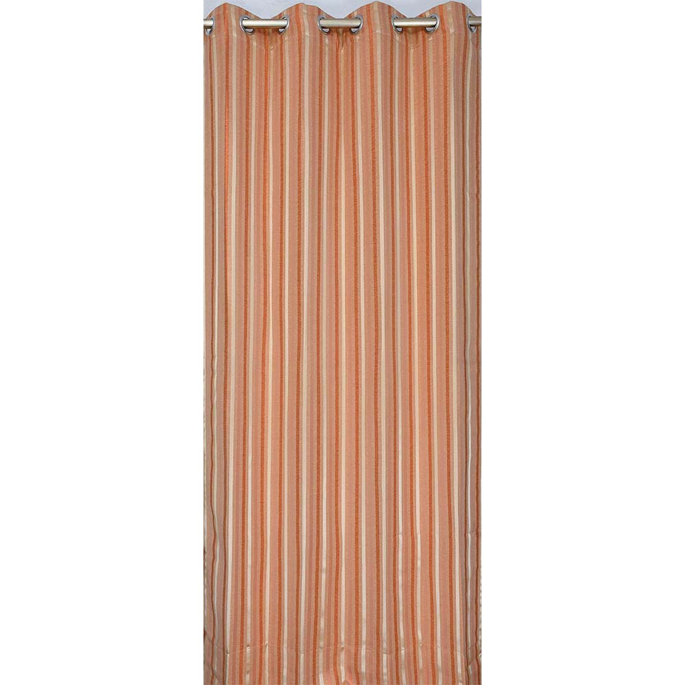 Curtain, (Presto) ICGGL146_D2, Rust colour Striped Door curtain Set of 2, Curtain-IM16003