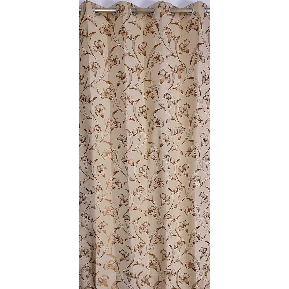 Curtain, (Presto) ICKKB203_LD2, Gold colour Floral Jacquard Door curtain Set of 2, Curtain-IM16010-44X108 inches