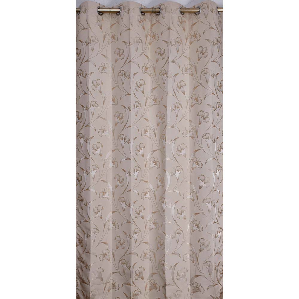 Curtain, (Presto) ICKKB204_D2, Beige colour Floral Jacquard Door curtain Set of 2, Curtain-IM16011-44X84 inches