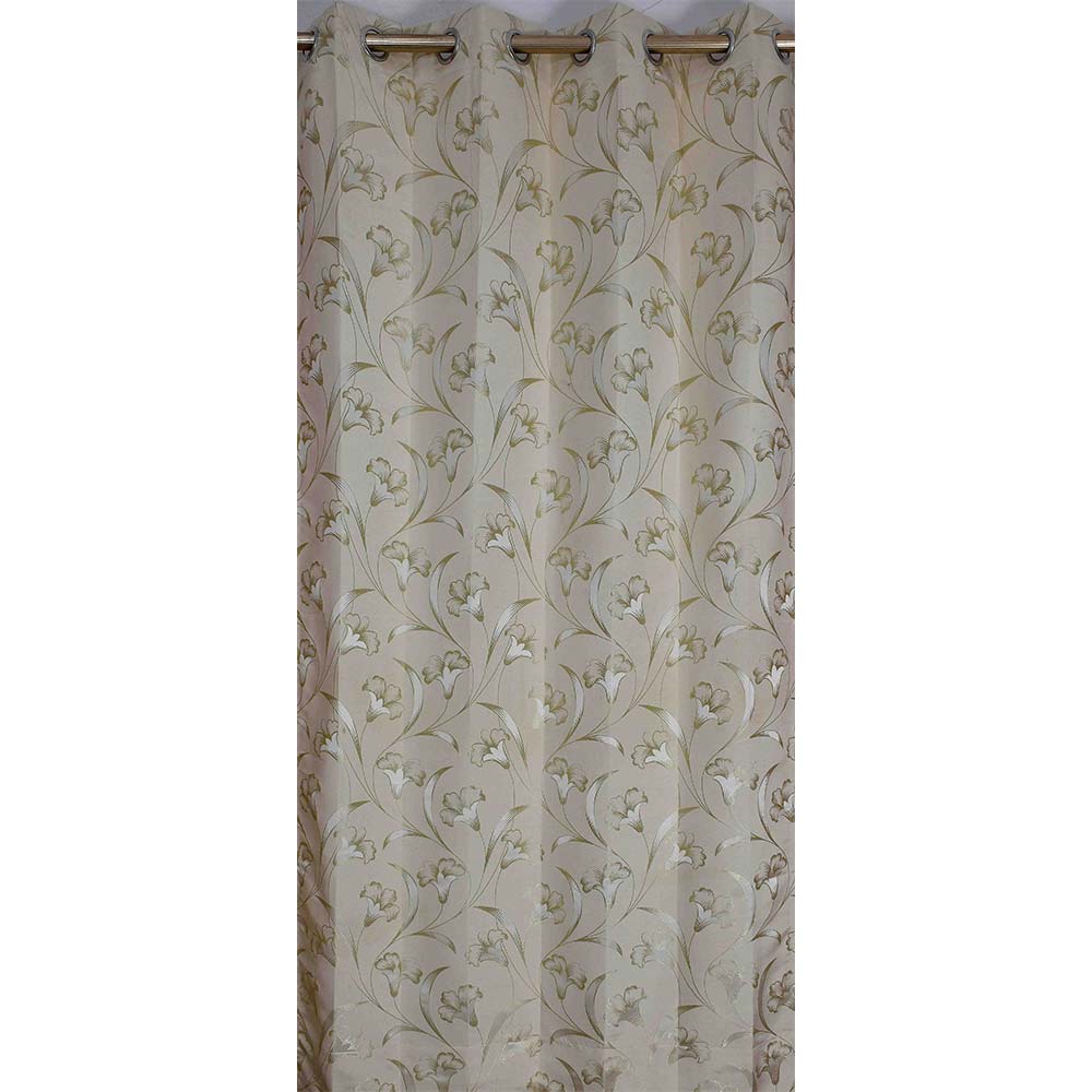 Curtain, (Presto) ICKKB208_LD2, Green colour Floral Jacquard Long Door curtain Set of 2, Curtain-IM16015-44X108 inches