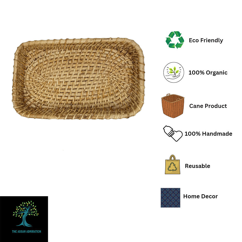 Table Accessory, TAA0025(ASSAM ADMIRATION), Rectangular Cane Tray, Serving Tray, Hand-Woven Tray - IM16080