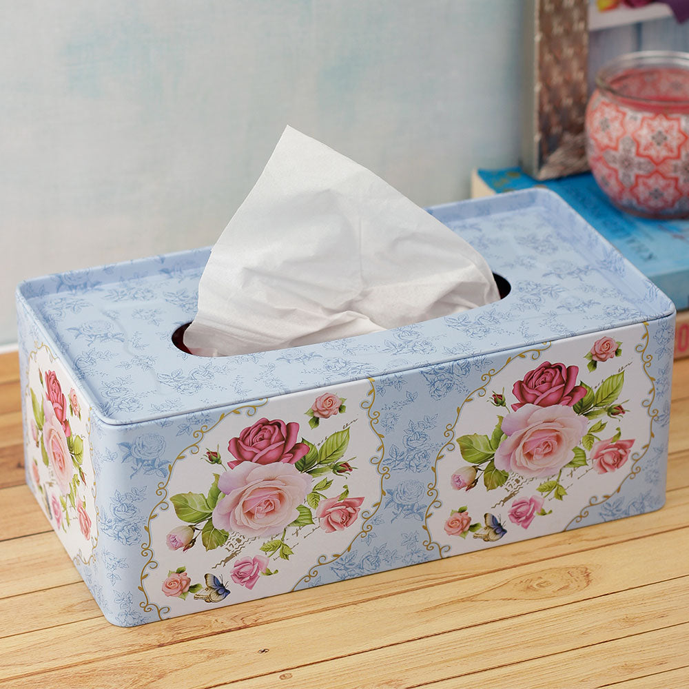 Tissue Box, AVA-SR4-11E(A Vintage Affair), Blue Vintage Floral Tissue Box, Tissue Box - IM16101
