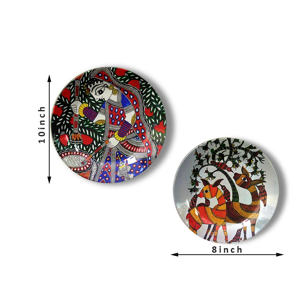Traditional Art Decorative Ceramic Designer Plates with Stand for Home & Office, Wall Art, Wall Art - IM2089