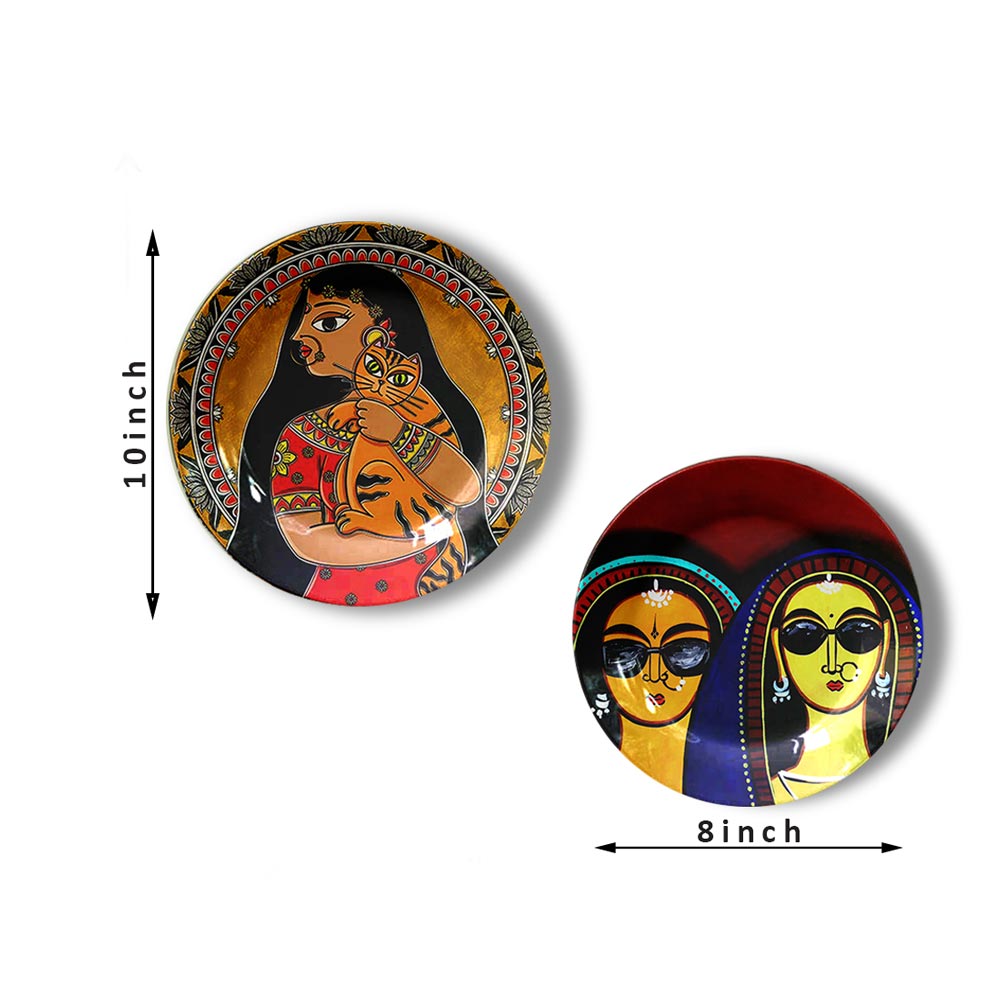 Traditional Art Decorative Ceramic Designer Plates with Stand for Home & Office, Wall Art, Wall Art - IM2106