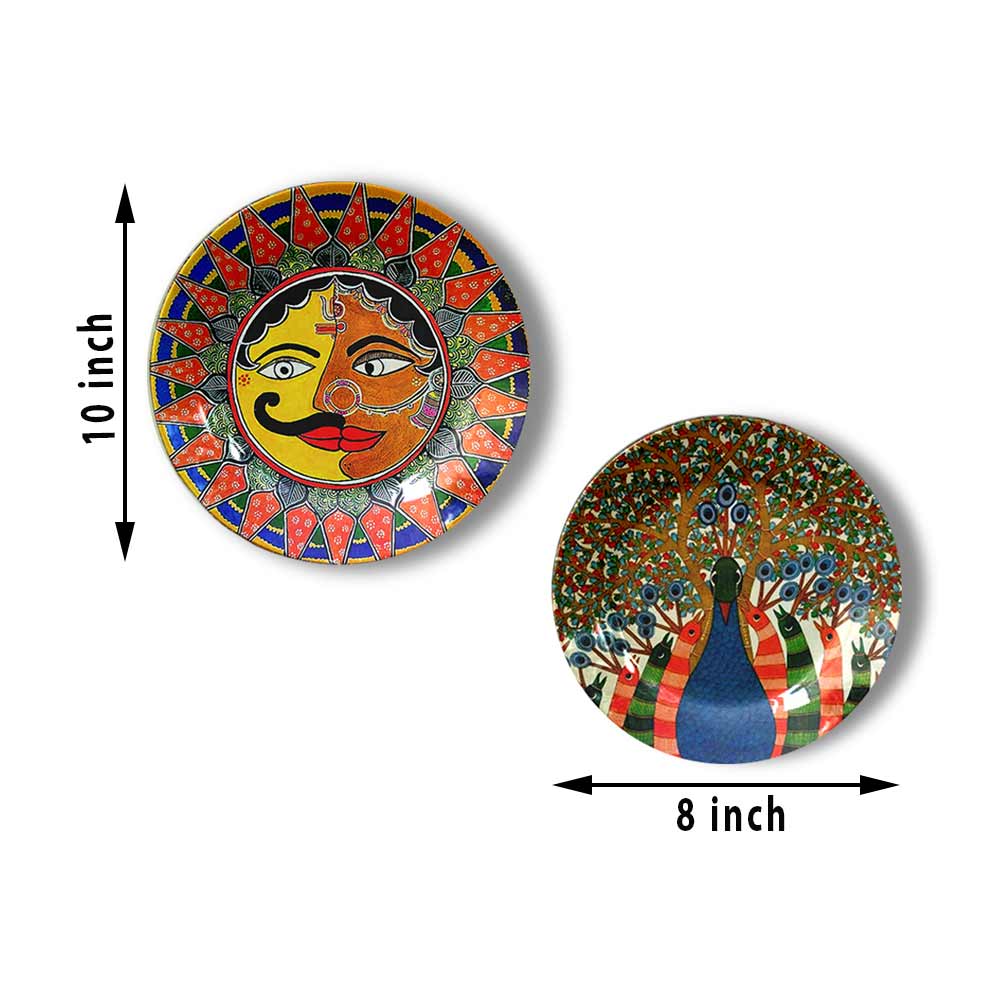 Traditional Art Decorative Ceramic Designer Plates with Stand for Home & Office, Wall Art - IM2129