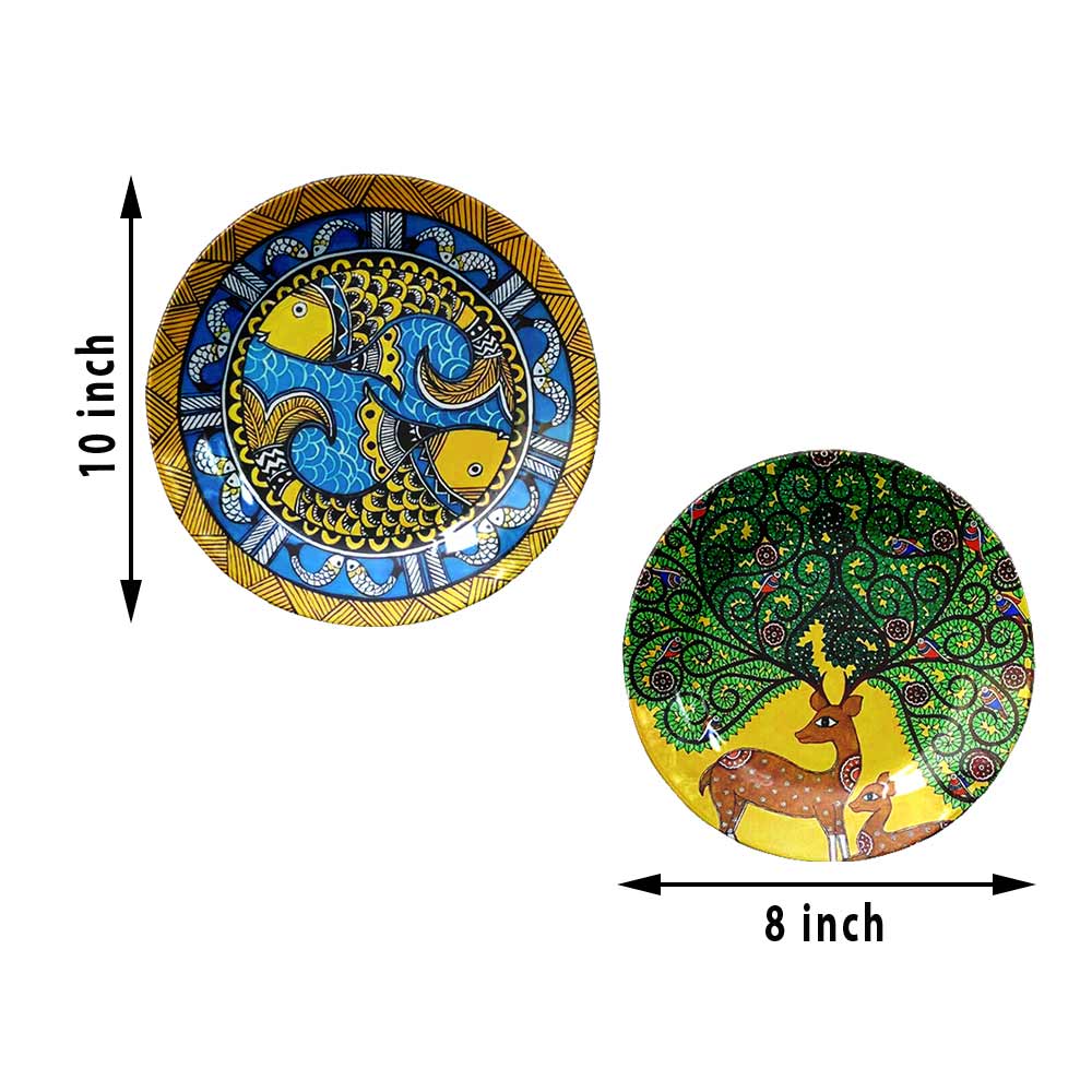 Traditional Art Decorative Ceramic Designer Plates with Stand for Home & Office, Wall Art - IM2130