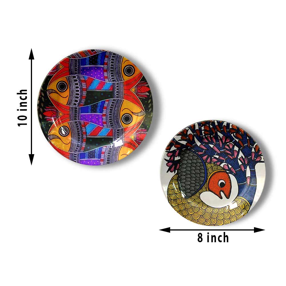 Traditional Art Decorative Ceramic Designer Plates with Stand for Home & Office, Wall Art - IM2135