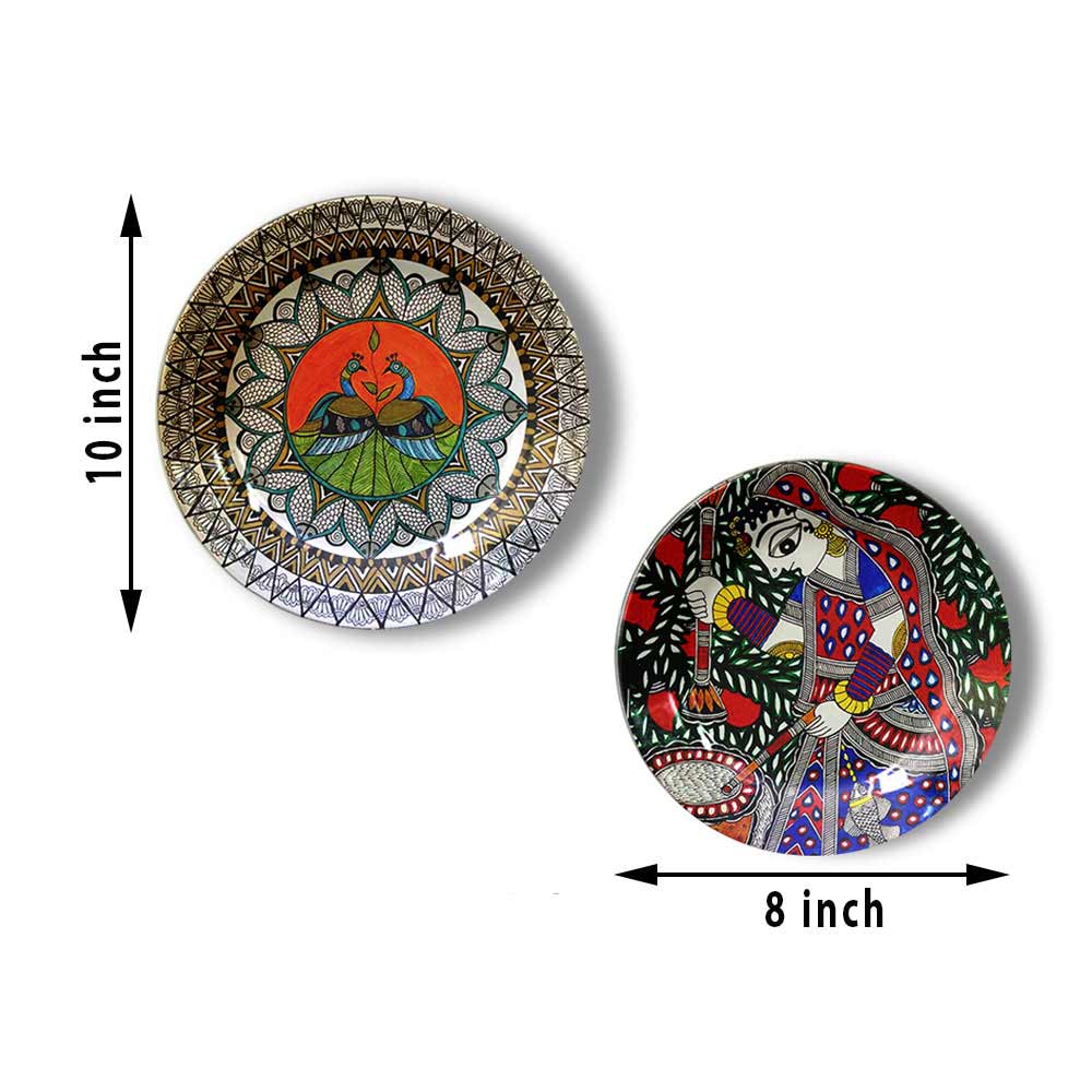 Traditional Art Decorative Ceramic Designer Plates with Stand for Home & Office, Wall Art - IM2140