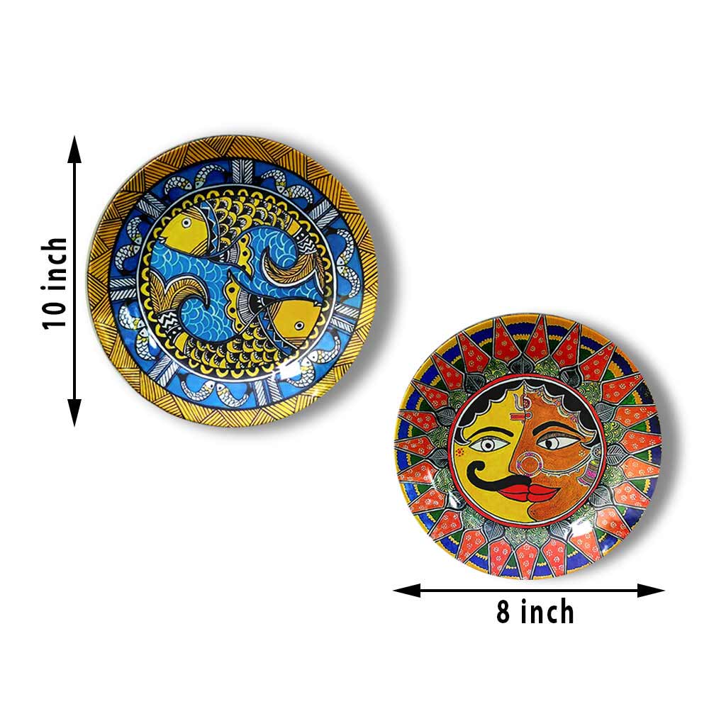 Traditional Art Decorative Ceramic Designer Plates with Stand for Home & Office, Wall Art - IM2142