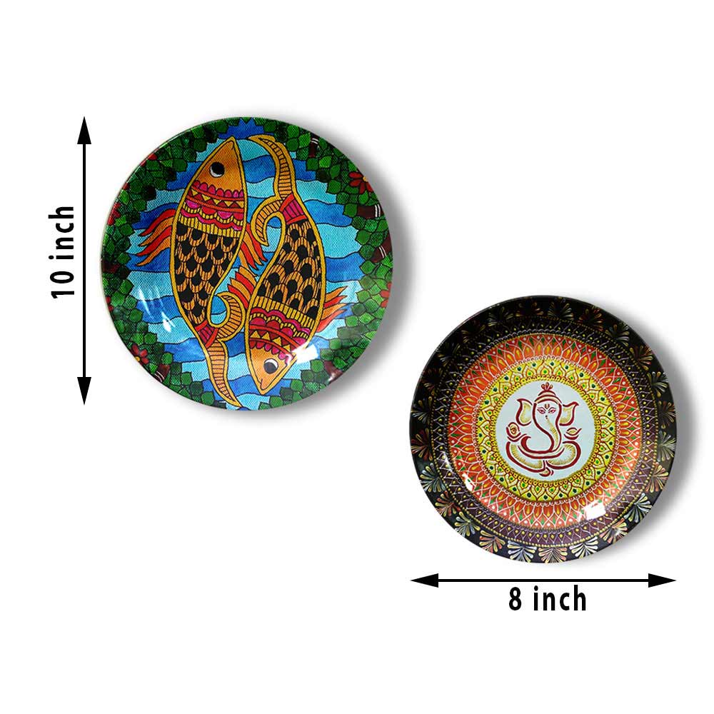 Traditional Art Decorative Ceramic Designer Plates with Stand for Home & Office, Wall Art - IM2143