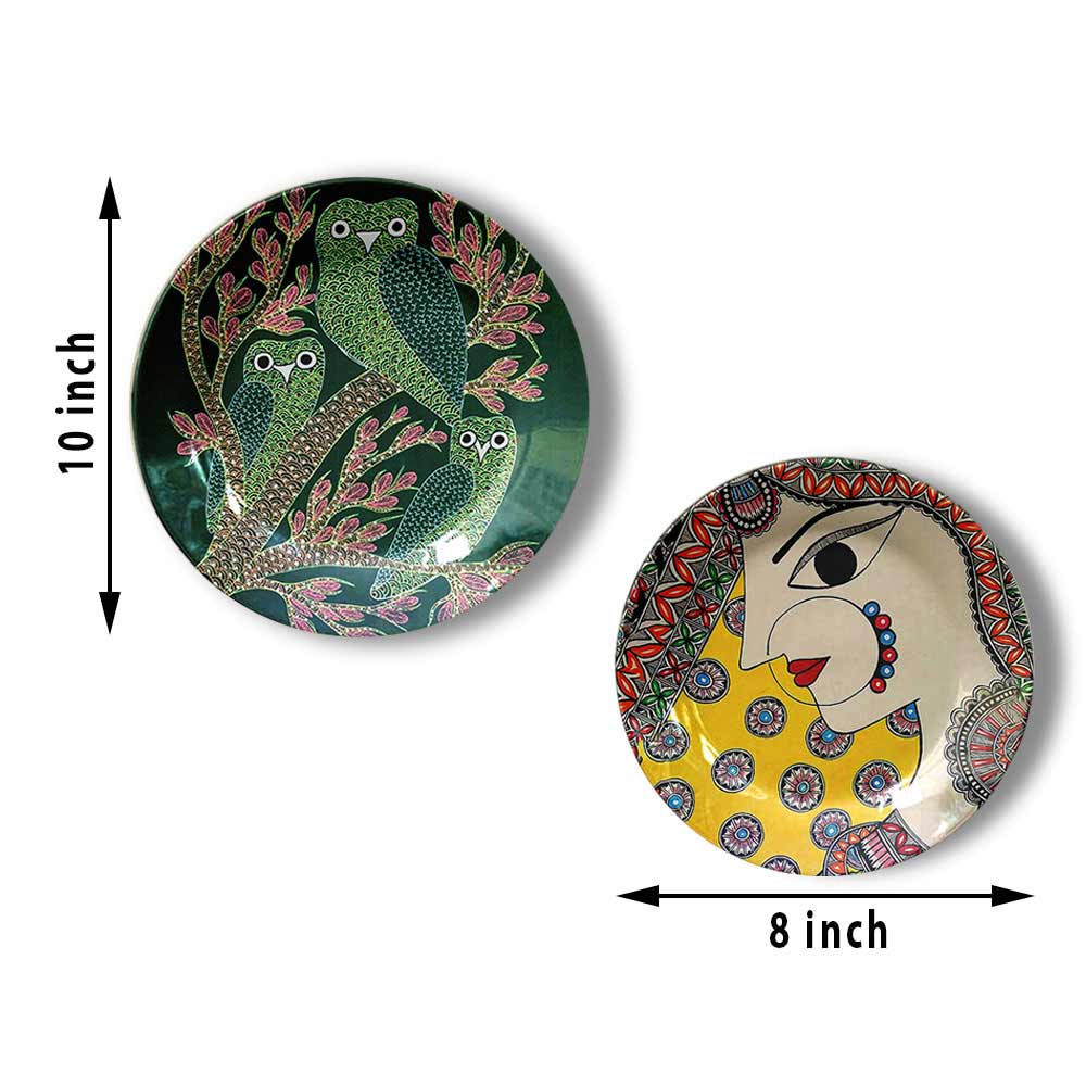 Traditional Art Decorative Ceramic Designer Plates with Stand for Home & Office, Wall Art - IM2145